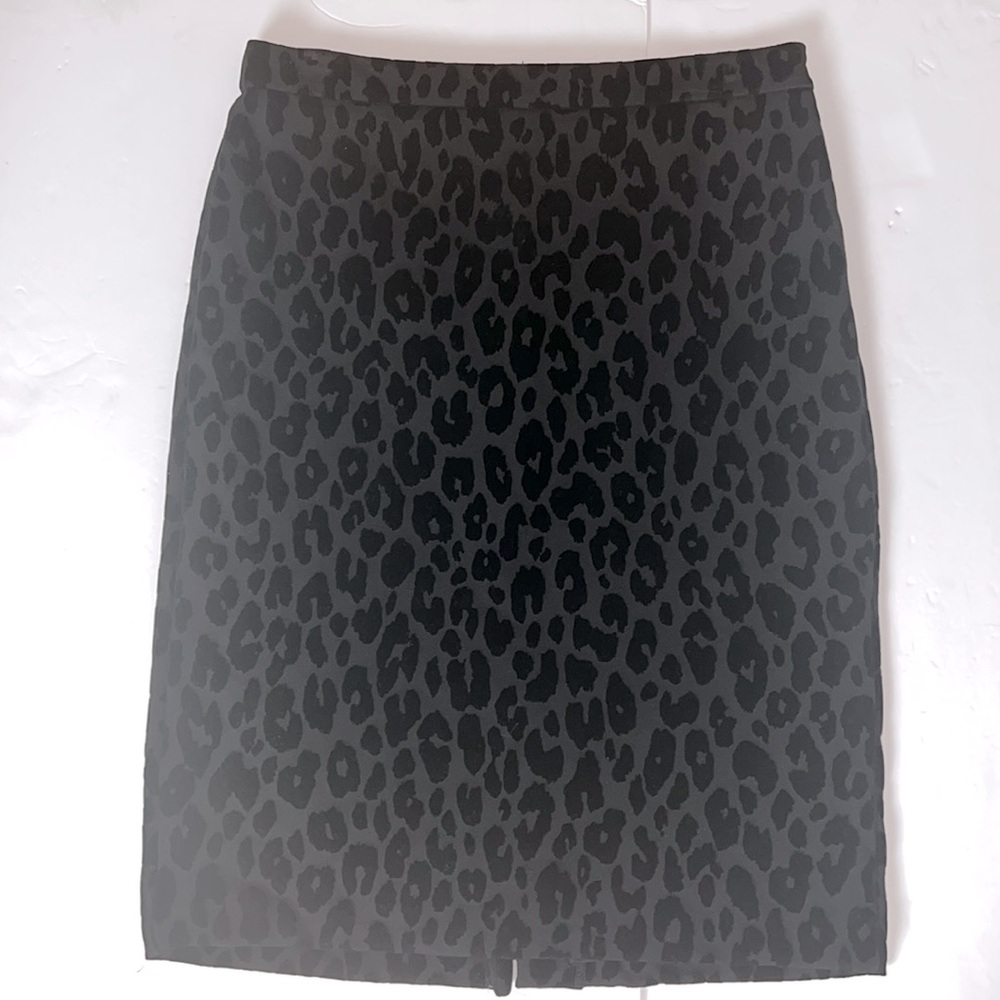 Ann Taylor Black Leopard Pencil Skirt